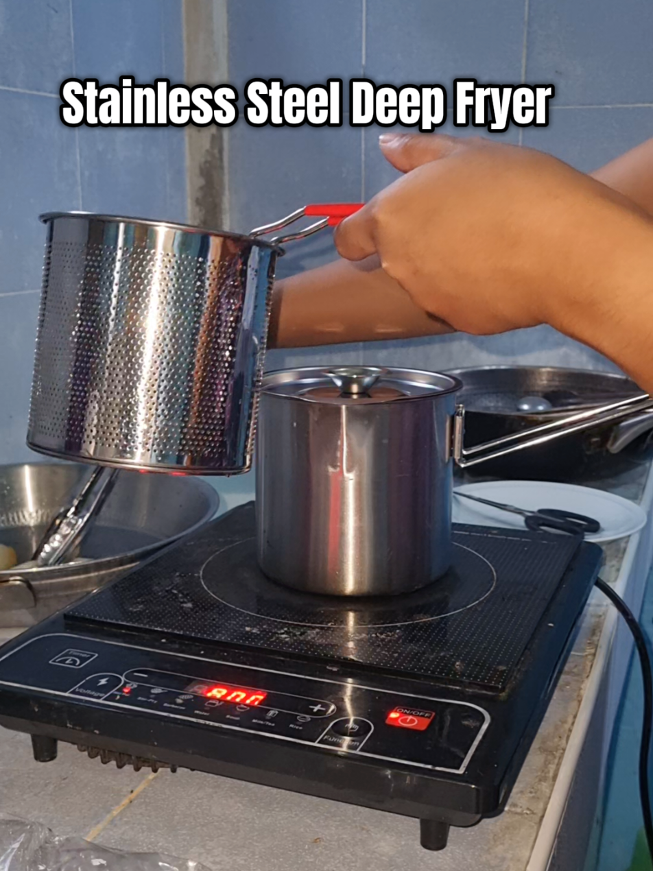 3-in-1 Stainless Steel Deep Fryer Pot: Multi-Purpose Frying Pan with Basket for Kitchen & Camping #deepfry #deepfryer #stainlesssteel 