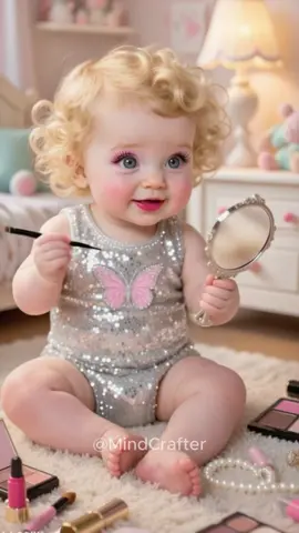 Cute baby doing makeup 🥰#cutebaby #cute #babylove #babymakeup #beautymakeup #funnybaby #funnymoments #fyp #ai