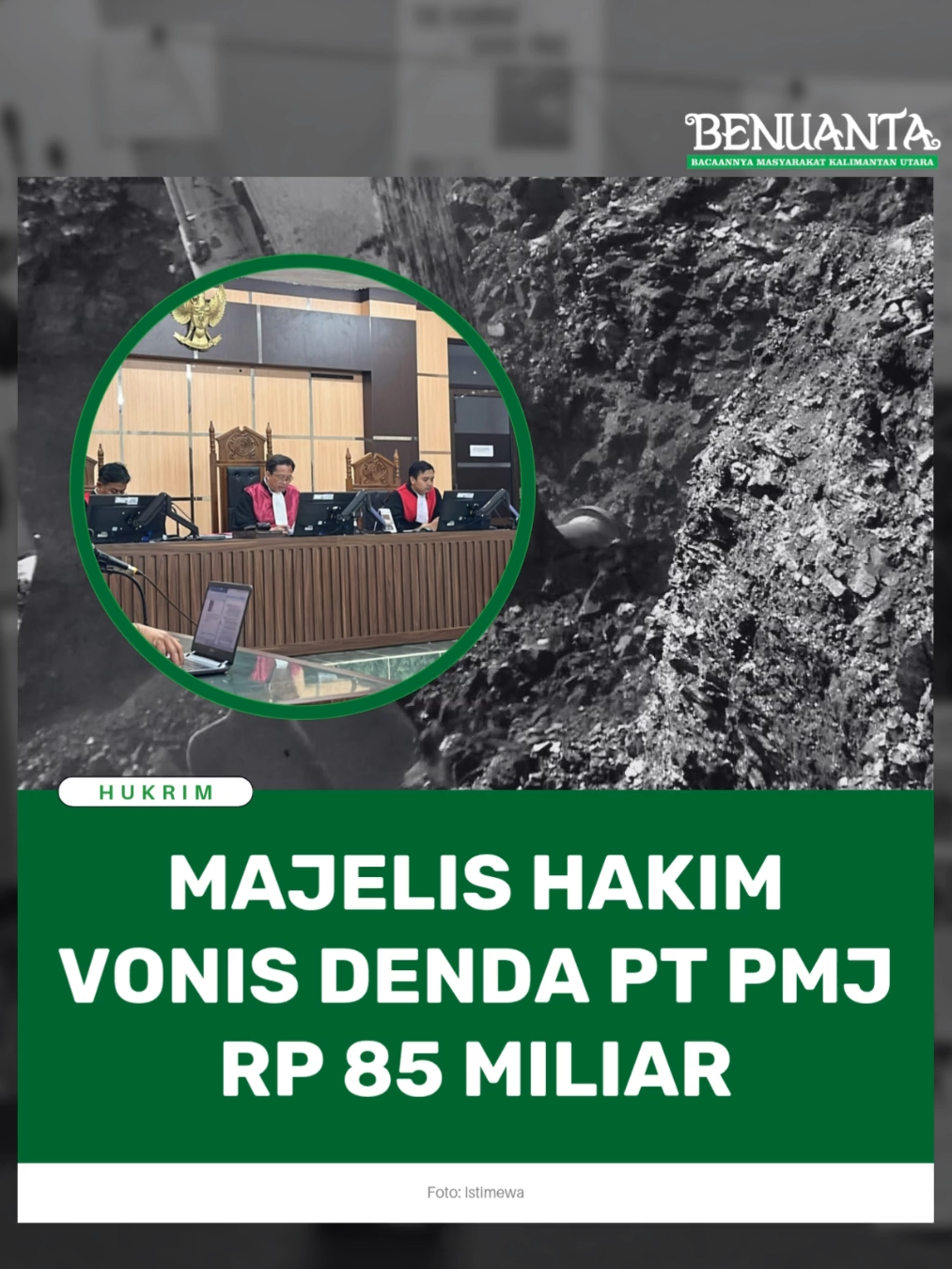 Putusan Majelis Hakim Pengadilan Negeri (PN) Tanjung Selor Kelas IB yang dipimpin oleh Budi Hermanto menjatuhkan vonis tegas terhadap PT Pipit Mutiara Jaya (PMJ) dalam kasus penambangan tanpa izin di Kabupaten Tana Tidung (KTT), Senin (28/7/2025). Perusahaan tambang yang beroperasi di Tarakan itu divonis membayar denda total Rp 85 miliar, terdiri dari pidana denda Rp 50 miliar dan tambahan Rp 35 miliar lebih sebagai kompensasi atas kerusakan lingkungan yang ditimbulkan. Dalam amar putusan disebutkan bahwa PT PMJ secara sah dan meyakinkan bersalah karena melakukan penambangan di luar wilayah izin operasionalnya. “Menjatuhkan pidana denda sebesar Rp50 miliar kepada PT PMJ. Apabila tidak dibayar dalam waktu satu bulan, jaksa berwenang menyita harta benda perusahaan guna menutupi denda tersebut,” kata Ketua Majelis Hakim Budi Hermanto. Vonis yang dijatuhkan hakim ini melebihi tuntutan jaksa penuntut umum (JPU) yang sebelumnya hanya meminta pidana denda Rp 50 miliar tanpa denda tambahan. Dalam pertimbangannya, majelis hakim menilai aktivitas tambang yang dilakukan PT PMJ terbukti merusak lingkungan dan merugikan pihak lain, termasuk negara. “Terdakwa melakukan land clearing, membuka kanal dan kegiatan penambangan lainnya di lahan milik PT Mitra Bara Jaya (MBJ) serta di kawasan hutan negara tanpa Izin Pinjam Pakai Kawasan Hutan (IPPKH),” jelasnya. PT PMJ dalam perkara ini diwakili oleh terdakwa Muhammad Jusuf selaku pihak yang bertanggung jawab secara hukum atas kegiatan perusahaan. Ia dinyatakan melanggar Pasal 158 Undang-Undang Nomor 3 Tahun 2020 tentang Perubahan atas UU No. 4 Tahun 2009 tentang Pertambangan Mineral dan Batubara (Minerba). Vonis tersebut dijatuhkan setelah majelis hakim mempertimbangkan seluruh keterangan saksi, ahli lingkungan, serta bukti-bukti di lapangan yang diajukan selama persidangan. Kasus ini bermula dari laporan PT Mitra Bara Jaya (MBJ) ke Mabes Polri pada tahun 2023 lalu. Dalam laporannya, MBJ menuduh PT PMJ telah menyerobot lahan yang memiliki izin resmi di Kecamatan Sesayap Hilir, Kabupaten Tana Tidung. Selain dugaan penyerobotan, laporan juga mencakup pencemaran lingkungan dan praktik tambang ilegal di luar IUP dan IPPKH milik PMJ. Setelah melalui penyelidikan panjang, perkara ini kemudian dilimpahkan ke kejaksaan dan akhirnya disidangkan di PN Tanjung Selor. Proses persidangan berlangsung selama lebih dari tiga jam sebelum majelis hakim menjatuhkan vonis. Terpisah, pihak terdakwa melalui kuasa hukumnya menyatakan akan menempuh upaya banding atas putusan tersebut. Namun hingga berita ini diturunkan, baik Muhammad Jusuf maupun tim kuasa hukumnya belum memberikan keterangan kepada awak media. (*) Kreator: Yeyeng Pahlawan Reporter: Ikke Editor: Yogi Wibawa #benuantacoid #ptpmj #tambangbatubara #kaltara #kalimantanutara #ktt #kabupatentanatidung