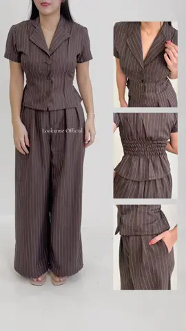 Yes or yess! 🫣🫶🏻✨ #oneset #stripeshirt #stripepants #shortsleeve #highwaistculotte #fyp 
