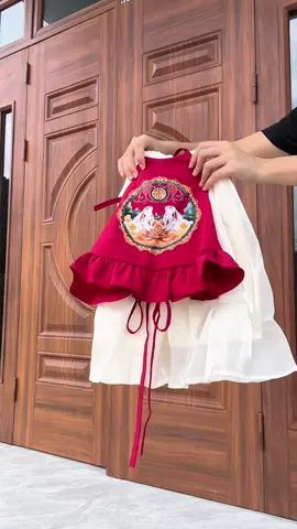 Sét yếm đỏ in thỏ ngọc xinh yêu cho bé  #yemchobe #yemchobegai #setyemchobe #yemtrungthuchobe #yemtrungthubegai 