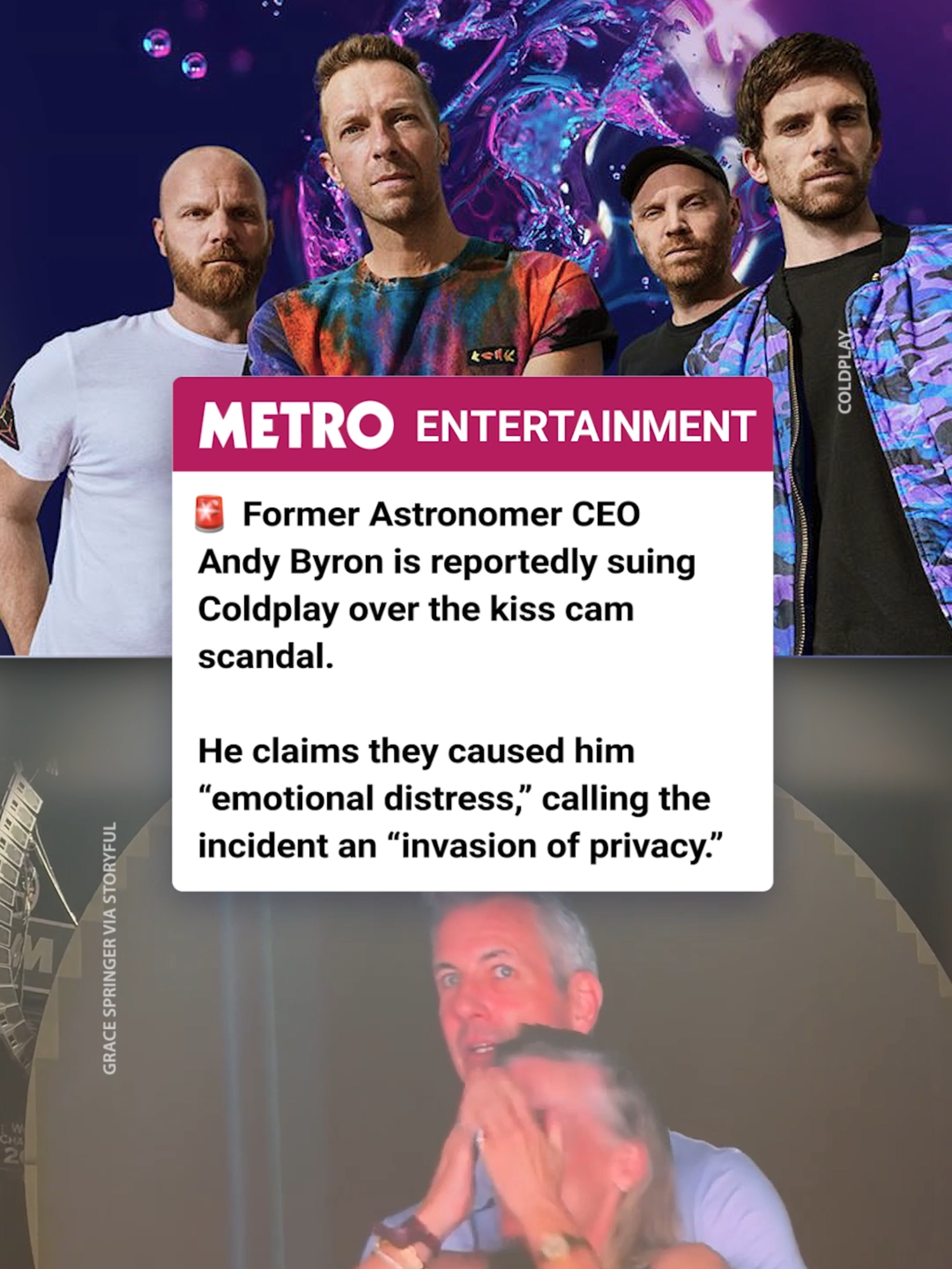 Chris Martin hire a lawyer 😭 According to an exclusive report, ex-CEO of Astronomer Andy Byron is suing @coldplay following the kiss cam scandal. Andy claims the band caused him 