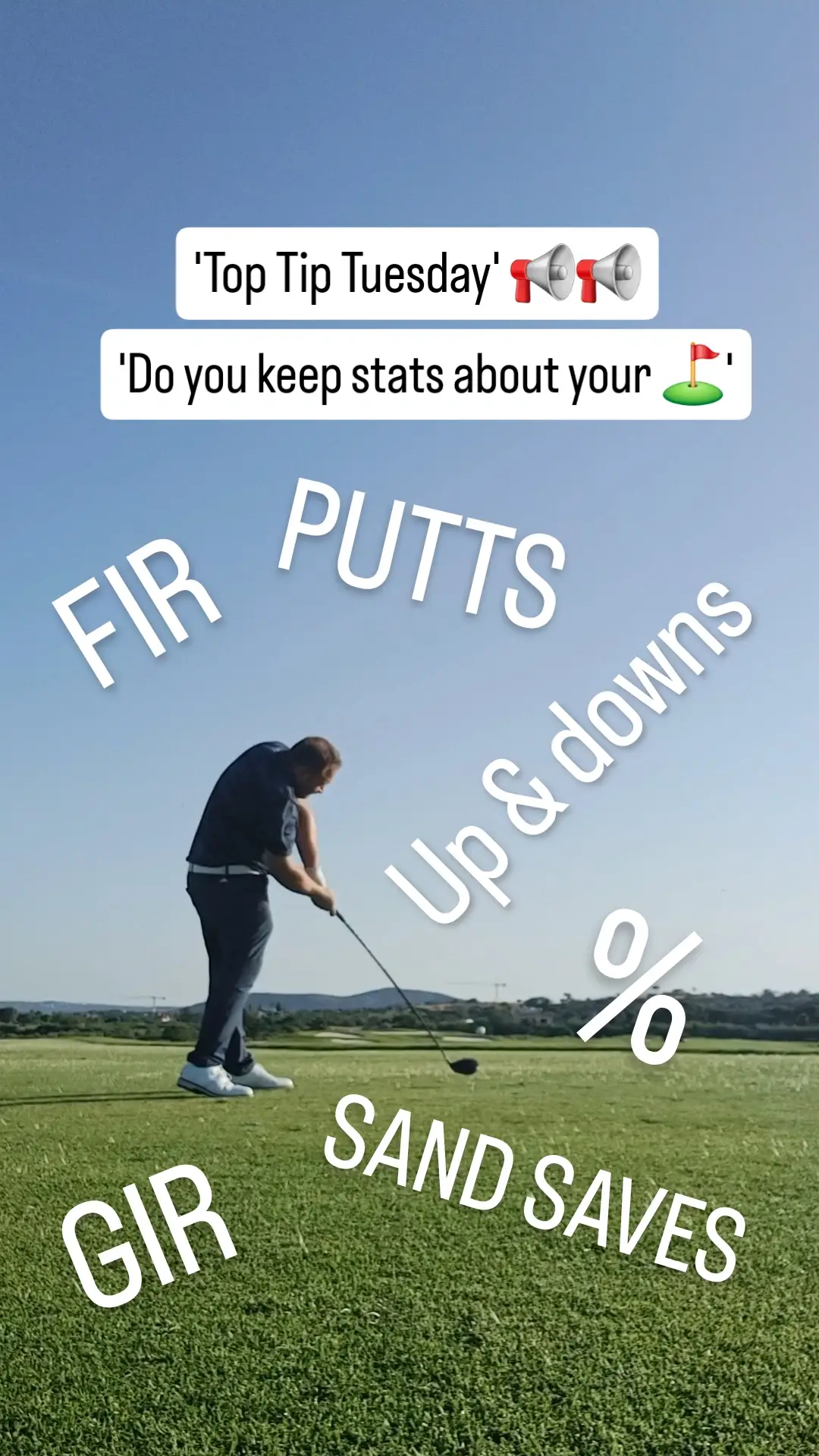 'Top Tip Tuesday' 📢📢  'Do you keep stats about your ⛳️'  Keeping stats of your golf game is so important whatever standard you are as it firstly measures your progress but more importantly provides key feedback data of your strengths and weaknesses.  Once you've highlighted your strengths and weaknesses it's then easier for you to focus your practice sessions to the weaker areas of your game where you are losing the most strokes 💯  Instead of relying on guesswork for your practice sessions or practicing randomly you could be using your time more wisely to practice on the areas of your game that need attention. This will then form the pathway to better scores through greater performance 🙌  Keep stats folks, set up a practice plan for your weaker areas and watch your scores drop ⬇️  Simple key stats would include Greens in Reg, Fairways in Reg, Putts, Up and Downs, Sand Saves..... 👌👌👌  Happy Golfing ⛳️ ⛳️  #broadlandsgolf #golf #golfswing #golftips #golfing                    