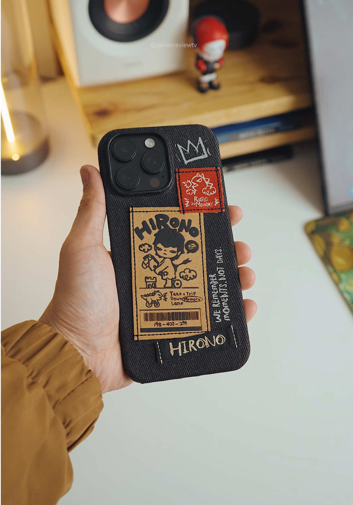 Obsessed with my new POP MART Hirono Echo Series-Phone Case for iPhone 16 Pro Max!  The blend of denim, suede cloth, and canvas gives it such a luxe feel. It's all about texture and detail, and this case nails it! Definitely my top pick for style and quality.  #popmart #hirono #iphone16promax #phonecase 