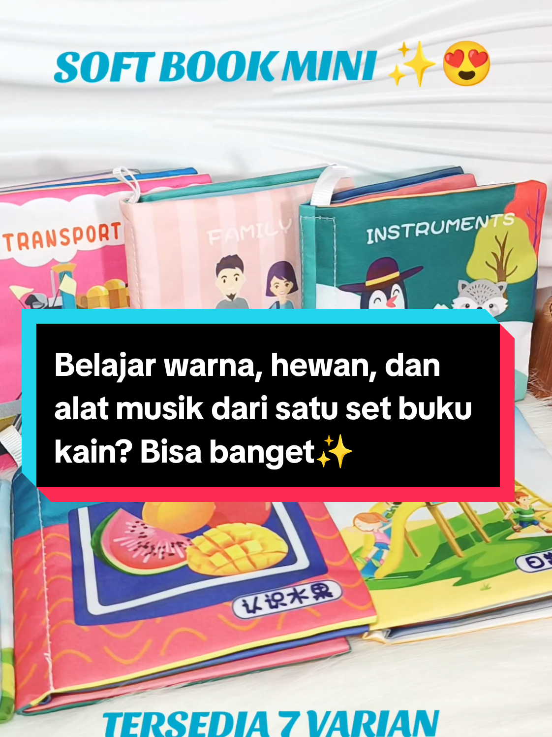 Buku kain edukatif ini cocok jadi buku pertama si kecil! Dari hewan, buah, sampai alat musik—belajar jadi lebih seru, aman, dan menyenangkan! Cocok untuk bayi 0–3 tahun! 👶✨ #SoftBookBayi #MainanEdukasi #BukuBayi #BukuKain #BabyToys #BelajarSambilBermain #StimulasiBayi #MomTips #MainanBayi #FYP #wibgajiansale #promogajian #wibgajian 