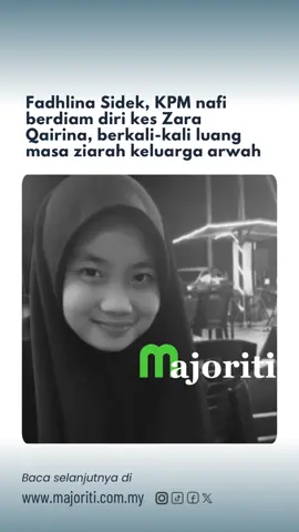 Fadhlina mengharapkan tuduhan sebegitu tidak lagi dikongsikan kerana Kementerian Pendidikan (KPM) komited dalam membantu keluarga mangsa. Klik link untuk artikel penuh. #fadhlinasidek #kpm #zaraqairina #trendingnewsmalaysia #beritaditiktok 