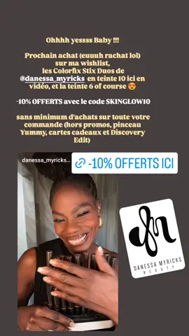 Ohhhh yessss Baby !!! Prochain achat (euuuh rachat lol) sur ma wishlist, les Colorfix Stix Duos de @DanessaMyricksBeauty   en teinte 10 ici en vidéo, et la teinte 6 of course 😍 -10% OFFERTS avec le code SKINGLOW10 sans minimum d'achats sur toute votre commande (hors promos, pinceau Yummy, cartes cadeaux et Discovery Edit)  https://urls.fr/yagjlL @danessamyricks_europe  #colorfixstixduo  #danessamyricks #mua #makeupartist #danessamyrickseurope #skinglowbysonia #colorfix #yummyblurringbalm #Love #happy #amazing #beautiful #beauty #cute #girl #makeup