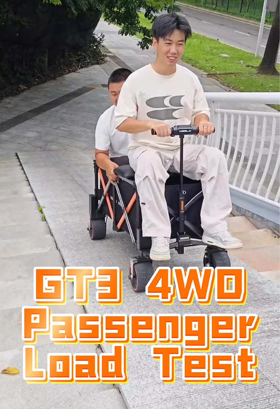 Real 4WD uphill load test. Smooth and powerful. This is not just a ride, it’s a machine. #Ewagon #SmartRide #loadtest #WISELDGT3 #GT3Power #FutureOfMobility  Rideable electric wagon, developed over 2 years with 150+ global patents. Features innovative foldable design with differential steering, 18.6miles range, and 550 lbs load capacity. Equipped with automotive-grade 4-wheel brakes, CVT automatic transmission, cruise control, hill assist/descent, and smart towing. Includes 2.4” smart display, multi-function controls, matrix LED headlights, illuminated logos, and hidden wiring. Expandable to 4WD configuration with quick-release battery pack (BMS protected) and solid rubber tank tread wheels - perfect for both cycling and camping.