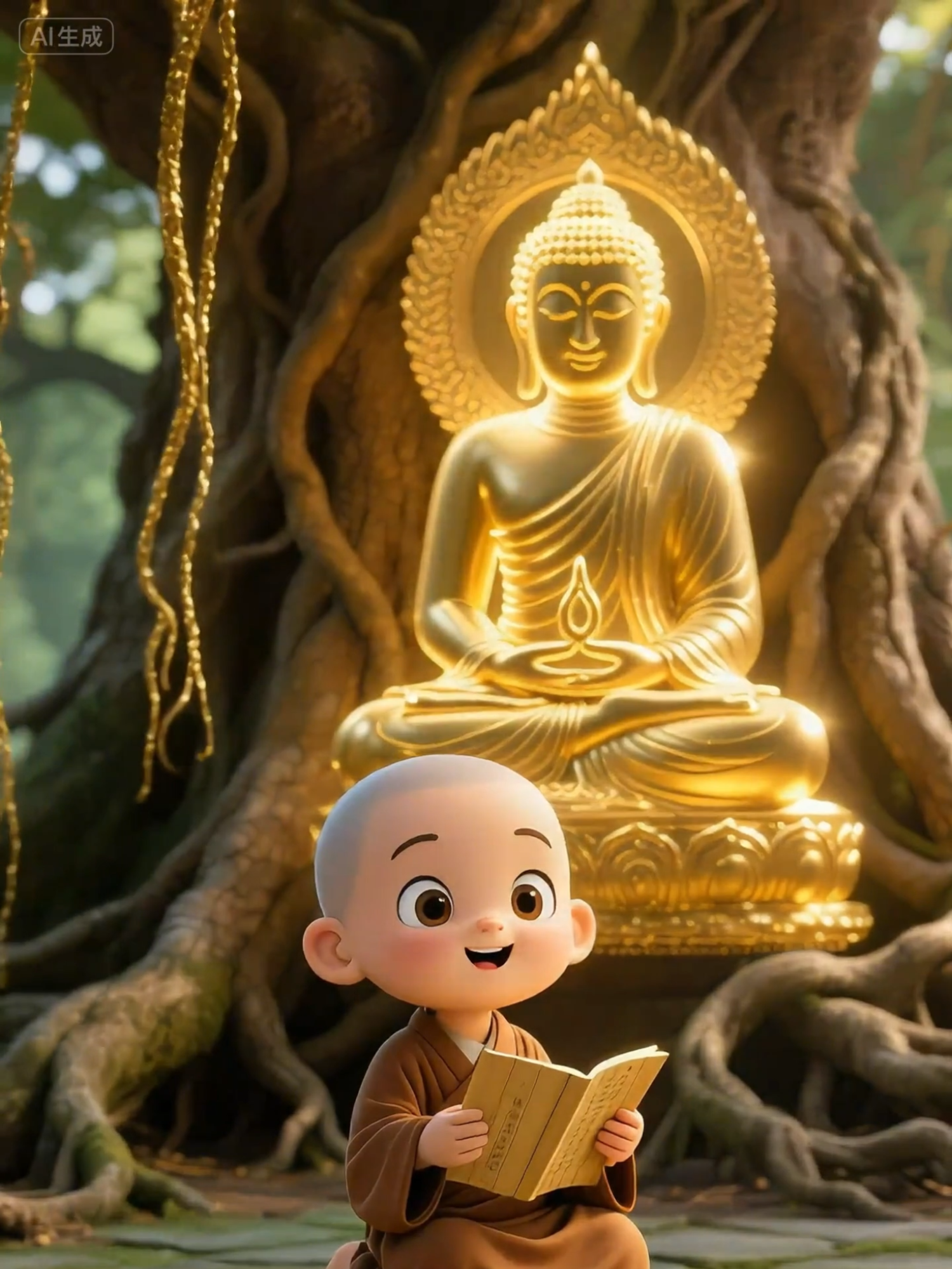 ใต้ต้นไทรโบราณเมืองเว้ เณรน้อยหมิงซินสวดพระคัมภีร์ใบลาน พระพุทธเจ้าทองคำปรากฏกลางรากไม้ แสงทองส่องถึงคัมภีร์และหัวใจ  ส่งต่อคำอวยพรของคุณผ่าน Zenwish ได้เลย!  #zenwish #พุทธศาสนา #พระอมิตาภะพุทธะ #พลังบวก #คําอวยพร #เณรหมิงซิน #阿彌陀佛 #正能量 #佛教 #祝福 #明心小和尚 #小和尚