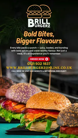 Smash the Craving. Taste the Flavour. #BrillBurgerz #CheeseLovers #Burger #Foodie #BurgerVibes #Cheeseburger #TakeawayTreat #UKFoodies #UKFoodie #FoodGoals #Foodie #TakeawayTreats #BirminghamFoodies #FoodCelebration #Wings #FastFood #FoodLover #pizzalover #fyp #foru #OrderNow #LocalEats #TakeawayTreat #FoodieFix #SpiceUpYourLife #KebabTime #BrillBurgerz #BurgerAndKebab