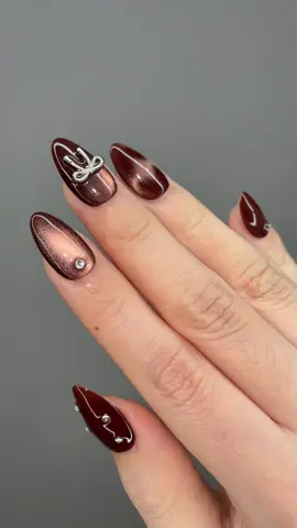 Tetep wrna coklat #nails #coklatmahogany #pressonnail #fyp #brownnails 