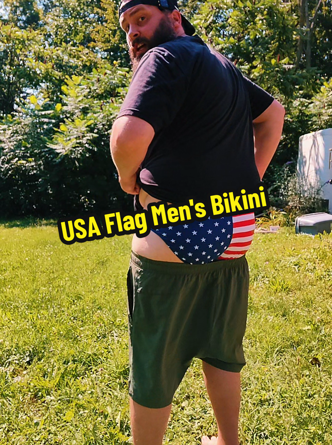 Check out this awesome USA Flag men's bikini brief style swimsuit in the link provided