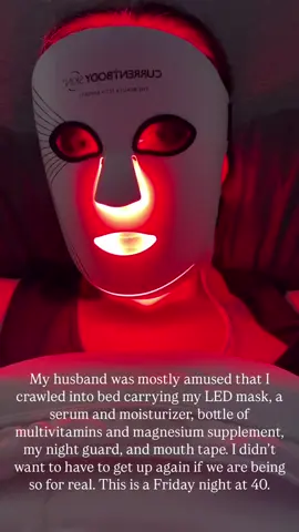 Fridays are lit at 40. Loving the upgrade to the @currentbody series 2 LED mask — more lights and a much better fit. If you’re interested, you can use code APRILCB at Currentbody.com for a discount.  #thisis40 #SelfCare #fridaynight #ledmask #skincare #fyp #influencer 