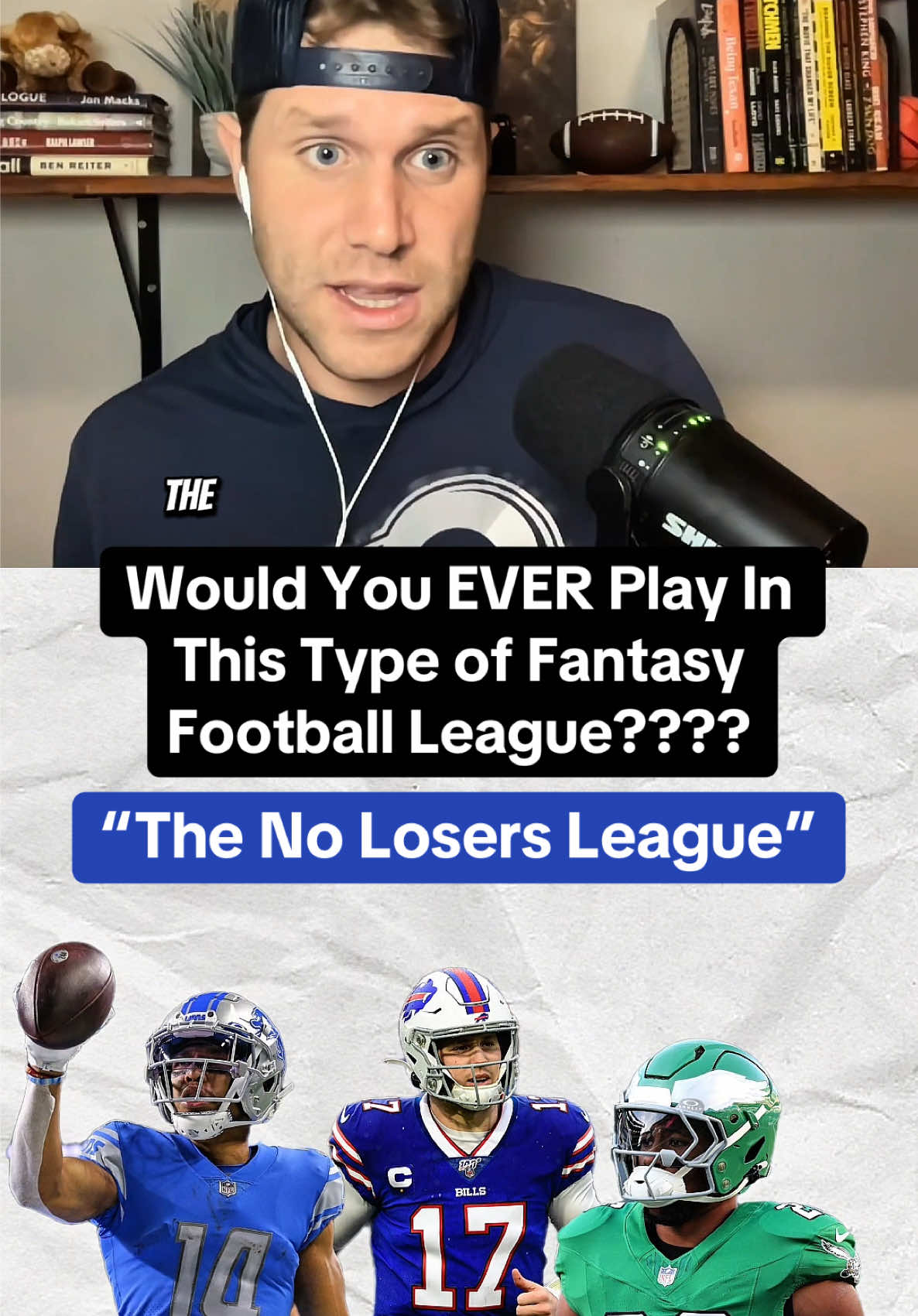 Would you play in this type of fantasy football league: The No Losers league. Where if your team loses your player gets a goose egg? #fantasyfootball #reaction #bills #eagles #raiders #detroitlions 