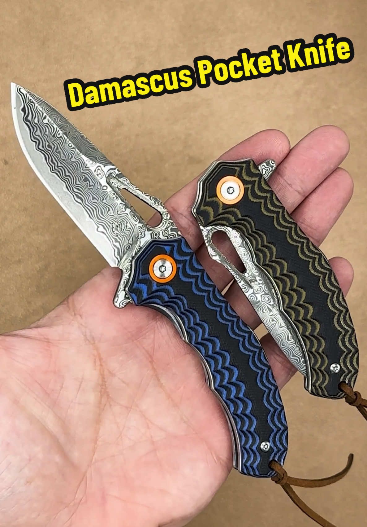 A good looking damascus blade pocket knife with dual colored G10 handles. A quick unboxing and first impressions on a budget friendly EDC pocket knife with some nice design details. #pocketknife #foldingknife #edcknife #everydaycarry #tiktokmademebuyit 