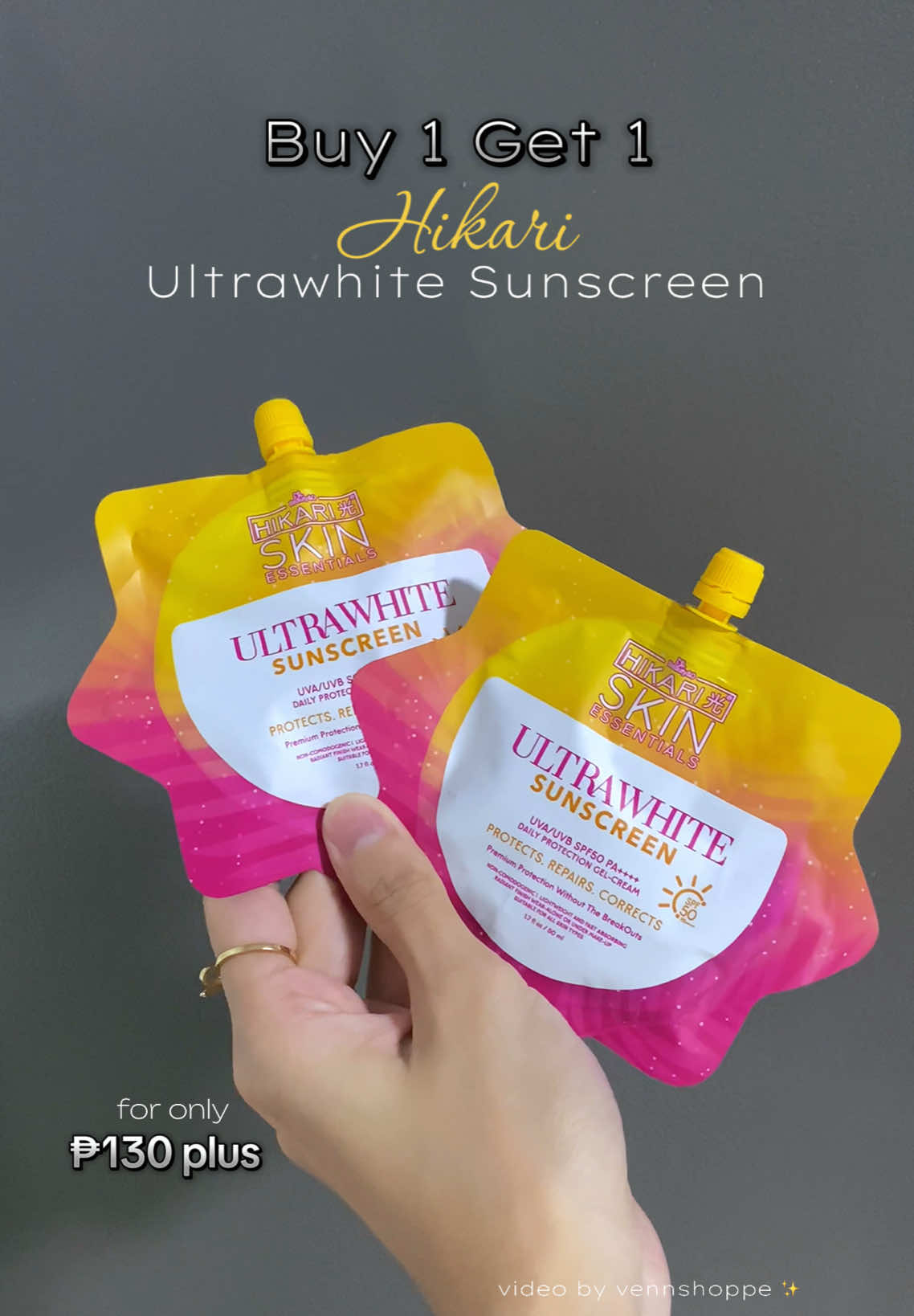 Habang naka sale ng ₱138 buy 1 take 1 check out kana at baka maubusan kaaa! 😱#hikariultrawhitesunscreen #hikaribuy1take1 #hikarispf50pasunscreen #hikariskinessentials 