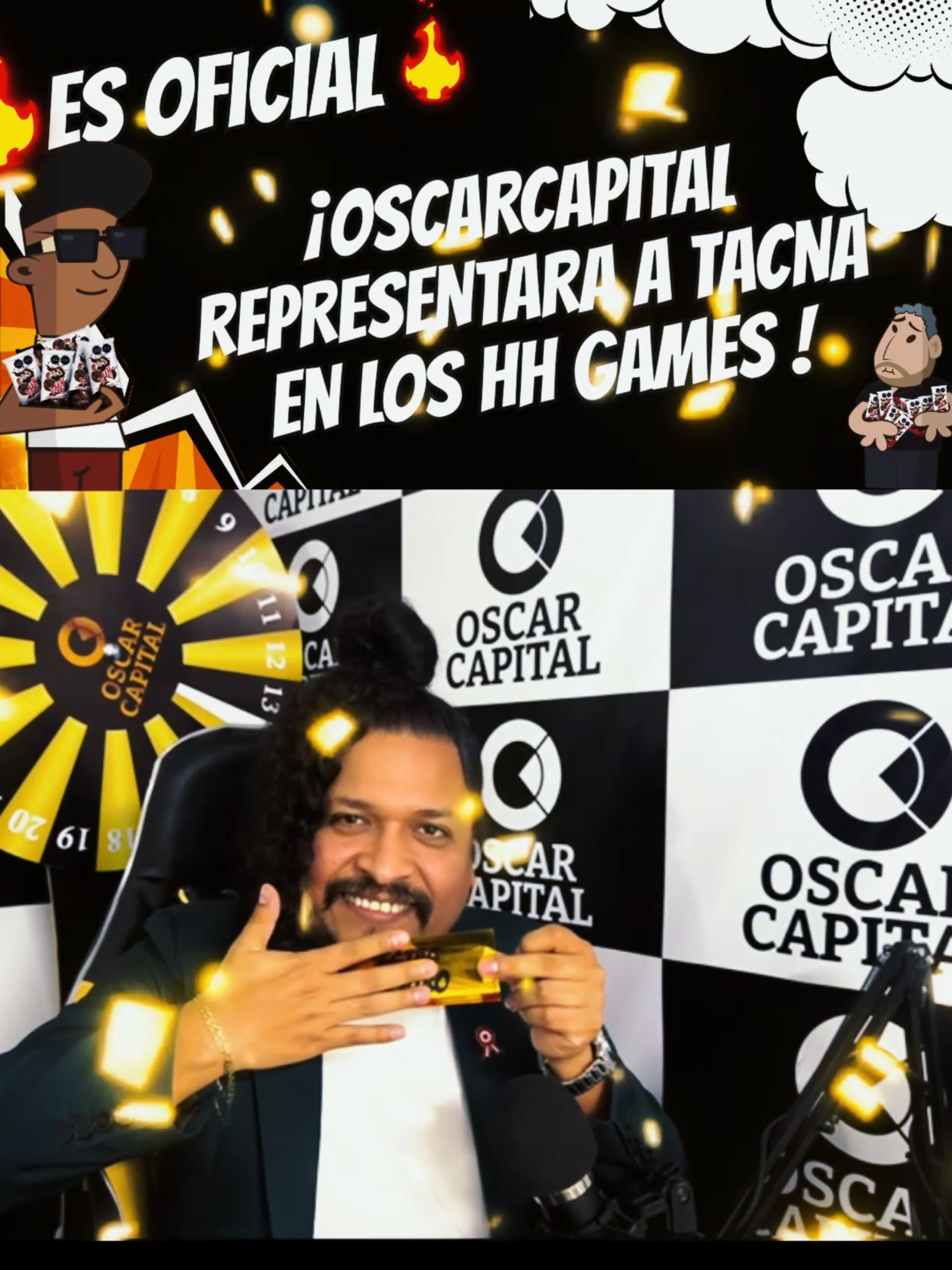 🏆OscarCapital consigue su lugar en los HH Games🥇, concurso al estilo Willy Wonka organizado por el canal Hablando Huevadas de Ricardo Mendoza y Jorge Luna donde el premio asciende a 100.000 soles ¡BOLETO DORADO ACTIVADO! 🎫🎫🎫#::: #tacna #tacna_peru #oscarcapital @oscarcapitaltacna Siguenos para mas contenido de los streamers mas populares de las redes sociales 🔥🔥