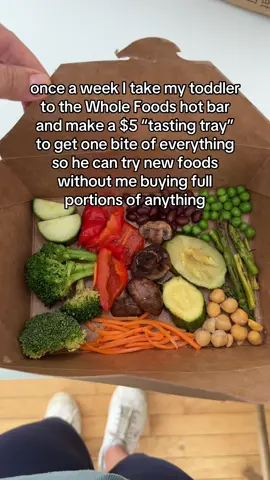 I was excited to think of a fun way to introduce new foods to my toddler! It’s worked great for us! @Whole Foods Market #toddlerfood #toddlermom #toddlermeals #toddlermomlife #momhack #momhacks #pickyeater #toddlerfun #toddlermealideas 