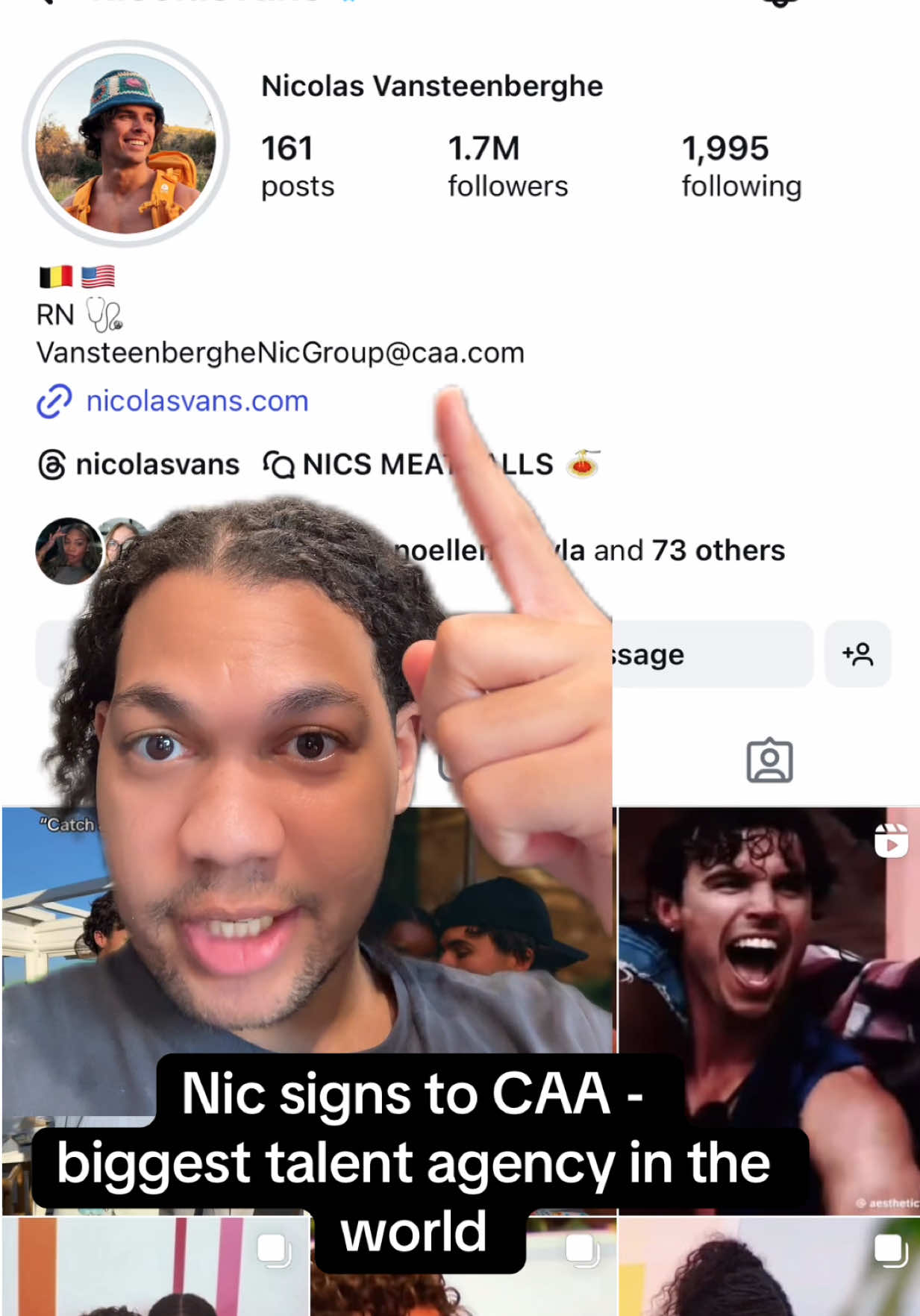 I look insane but pls ignore. Nic is signed to the biggest talent agency in the world - CAA. Congrats to @Nicolas Vansteenberghe. #LoveIsland #loveislandusa #nic #olandria #nicolandria #loveislandusaseason7 