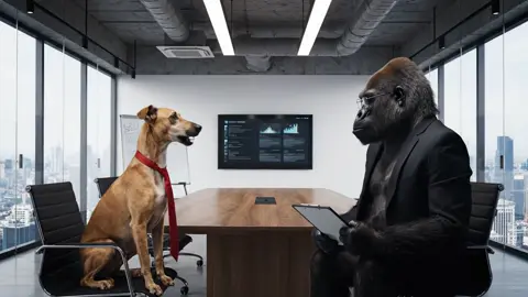 Caramelo fala seu ponto forte na entrevista de emprego 🐕💪🏻 #caramelo #ia #veo3 #clt
