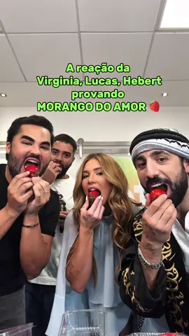 A reação da @virginia @lucasguedez @herbertgomes provando pela primeira vez 🍓 Morango do amor . . #virginia #morangodoamor #morango #moranguinho #kaysar   