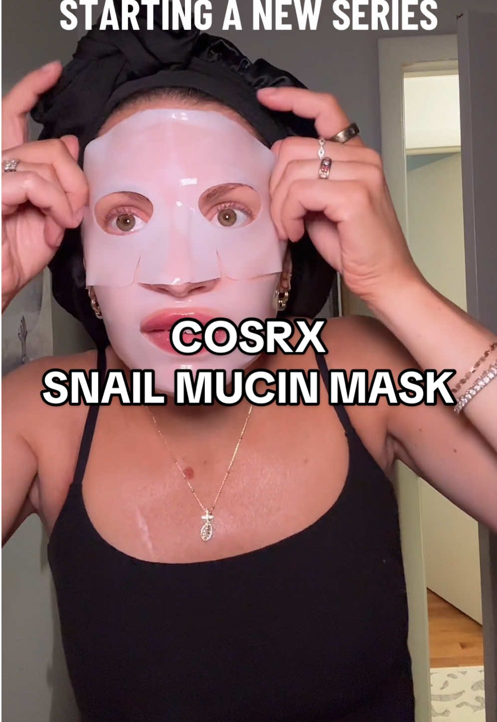 Snail secretion, collagen, 5 types of hyaluronic acids and ceramides the @COSRX Official mask is a yes for me #cosrx #snailmucin #facemask #overnightmask #skincarereview 