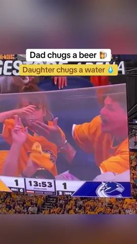 She out-chugged her dad 🤣 (via kiesernick/X) #NHL #nhltiktok #hockey 