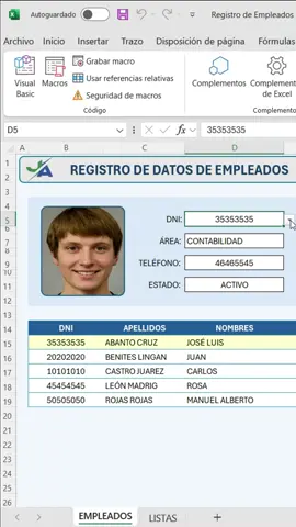 ✅️Haz tú mismo esta plantilla, aprenderás el método de grabación #de macros como buscar, registrar, modificar y eliminar datos de una tabla. Además de agregar listas desplegables de la misma hoja como de otra hoja 😊#plantillas #AprendeEnTikTok #aprendeexcel #excel 