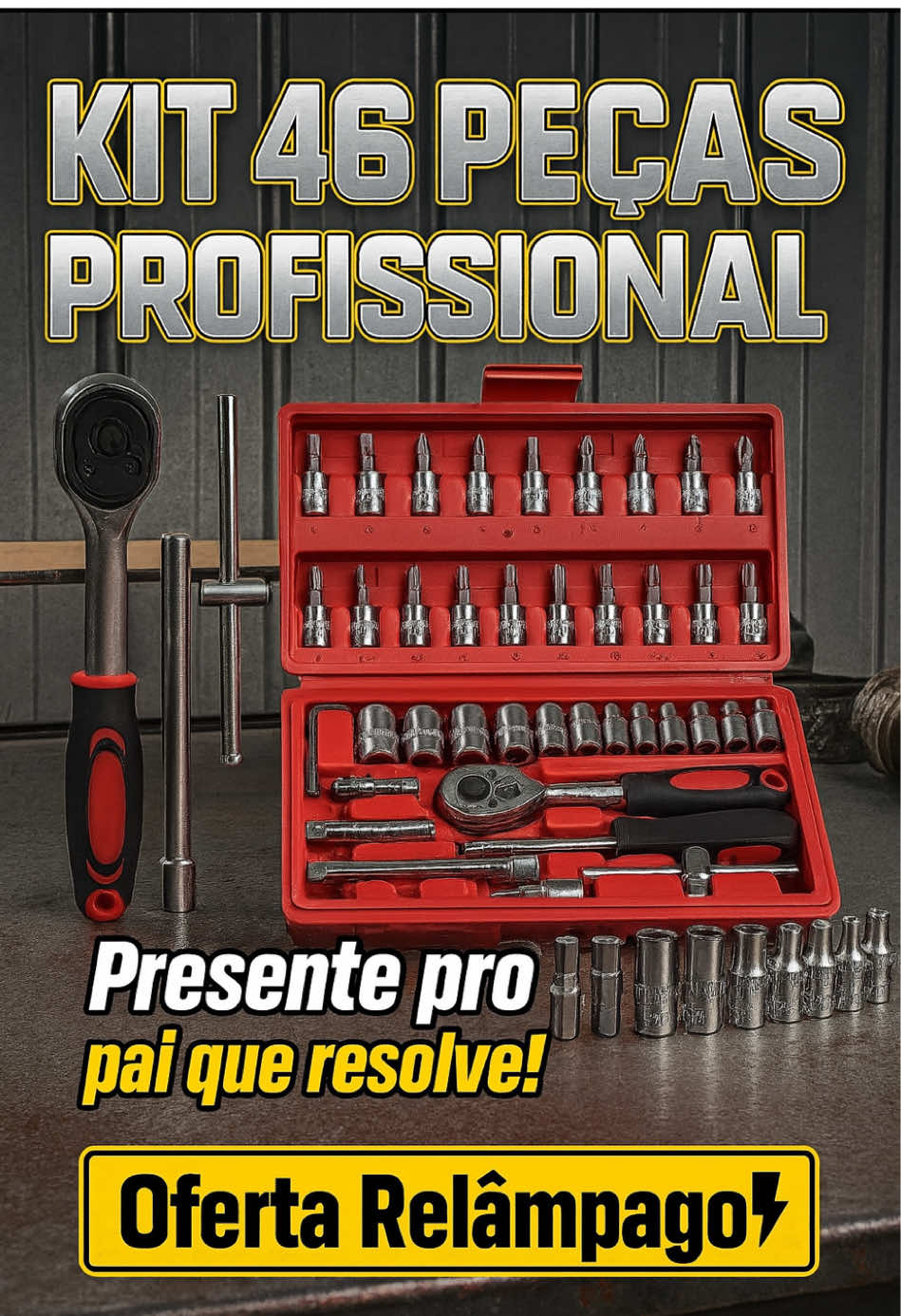 ⚙️ O presente ideal pro pai que resolve tudo sozinho! Essa maleta com 46 peças é leve, resistente e completa. De parafuso a manutenção — é pau pra toda obra. 🧰 Garantia de economia e praticidade no dia a dia! #tiktokshopbrasil #tiktokshop #vitrine #parafusosolto 