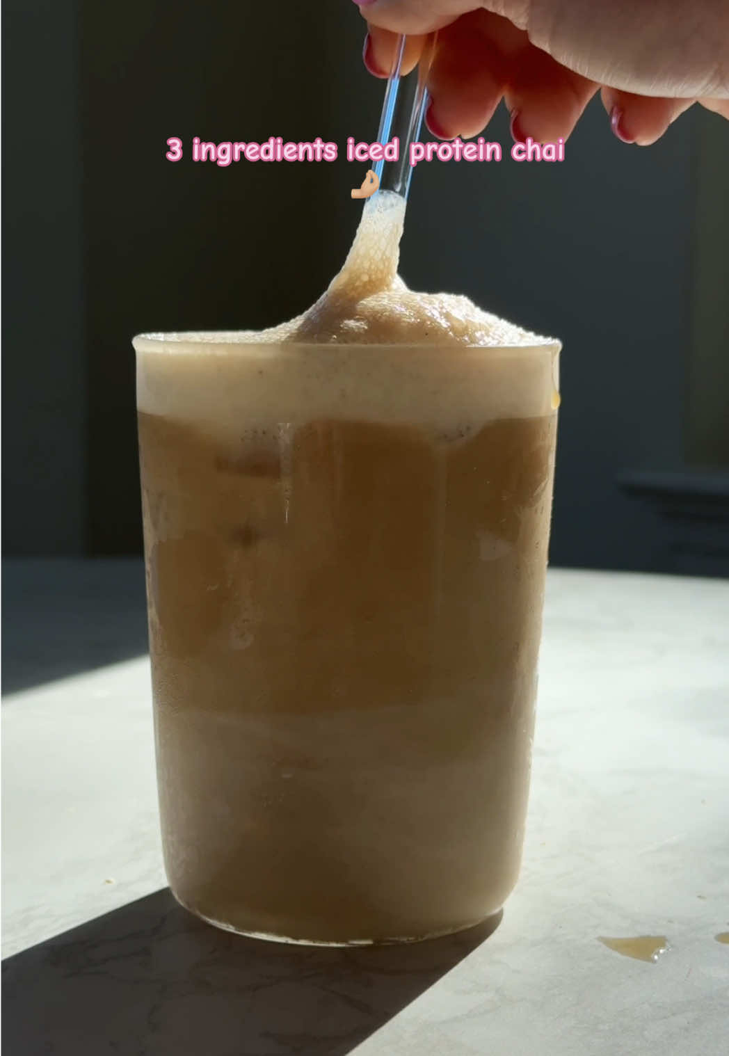 New post workout obsession 🤌🏼 iced protein chai @Be Amazing #beamazing #icedproteinchai #proteinchai #chailatte #brownsugaroatmeal #beamazingbrownsugaroatmeal #postworkout #veganprotein 