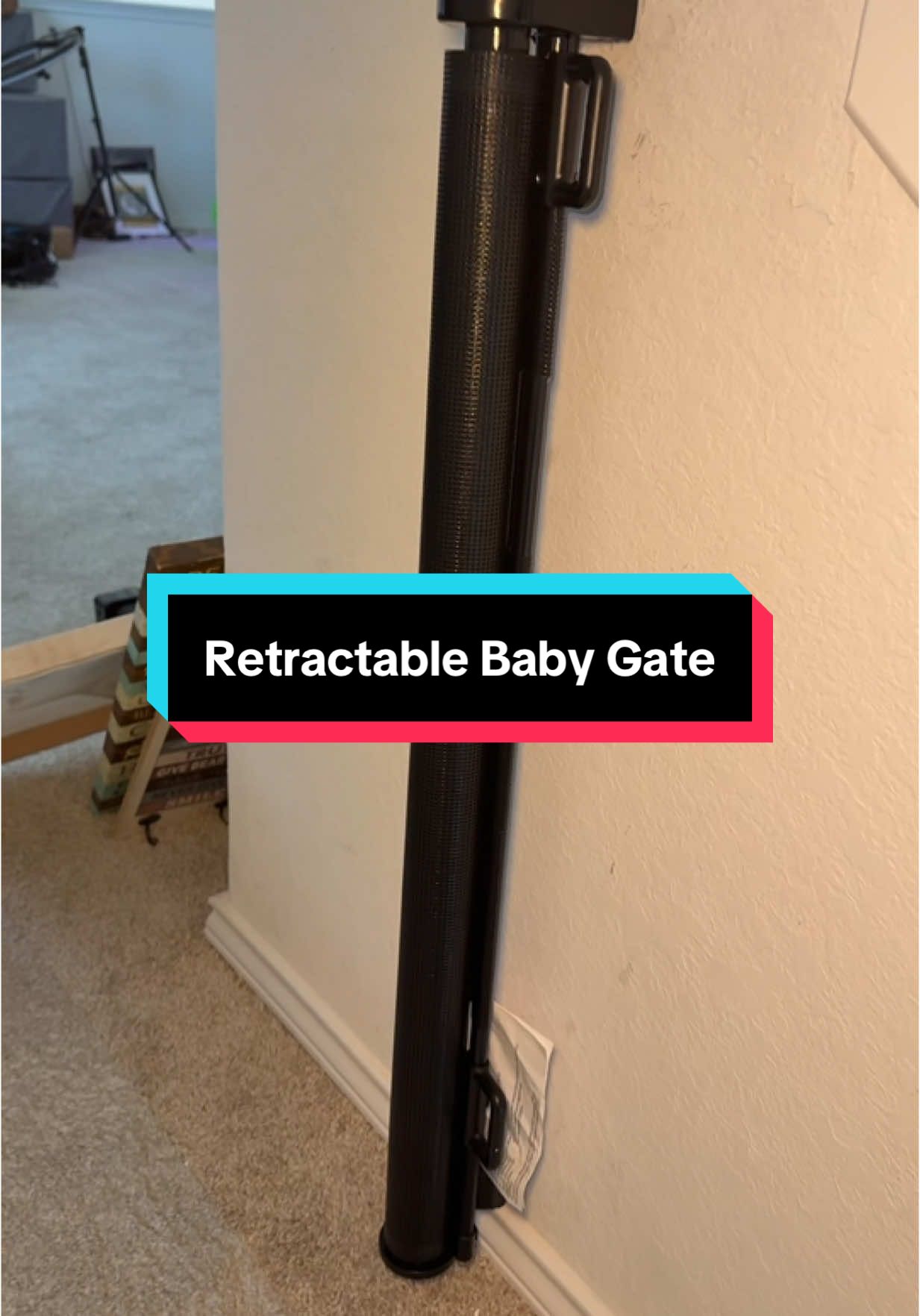 This retractable baby gate works perfect to keep our baby safe from the stairs. #babygate #retractablegate #babyessentials #toddleressentials #gate #babysafety #tiktokshopcreatorpicks #tiktokshopbacktoschool 
