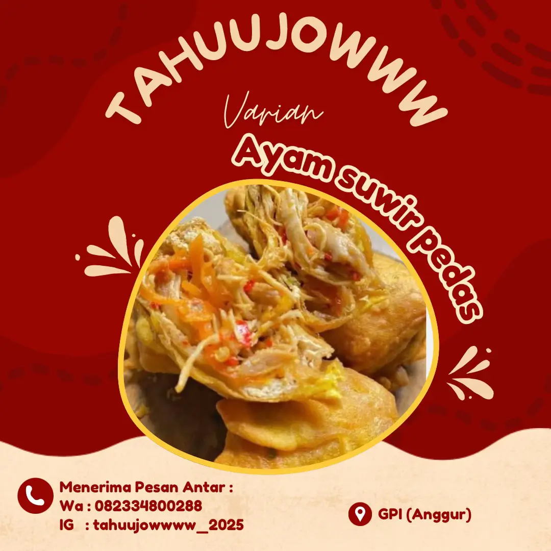 TAHUUJOWww Ayam Suwir🌶️ 🌶️🌶️ Perpaduan Tahu dengan isian Full Ayam suwir Pedas sesuai foto🔥Cocok buat teman nyantai atau juga bisa jadi pengganti lauk dimakan dengan nasi yang bikin kenyang karna isian yang full bikin kenyang😍 4k / pcs  Free tambahan rica biji  Sistem pre-order by whatshap or dm  📍 Gpi Anggur 2 Pengantaran sekitar GPI Free😍😍 Diluar GPI by ojol 🫶   Buruan Order Stock Terbatas❤️❤️❤️ Enjoy your day with Tahuujowww🌶️🌶️🌶️🌶️🌶️ #manado #fyppppppppppppppppppppppp #manadopunya #tahuujowwww #tahupedas #pedasnyanaiklevel #pedasgila #mandopunya🔥 #tahuhuhahviral #tahupedasnanado 