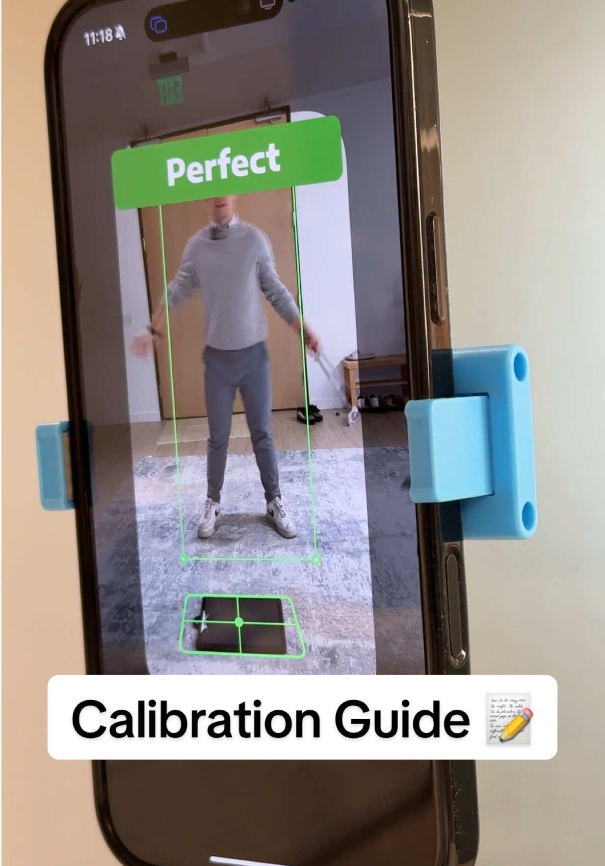 Here’s a calibrate your golf at home 🏡  1. When entering the simulator select calibrate space. 2. Place your mat in front of the phone and tripod. 3. Once the app detects the Matt stand in front of your tripod in a swinging position. 4. Then take a golf swing. From there you’ll be fully calibrated  #golfdaddy #golf #golfathome