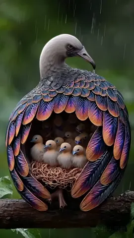 Mother bird sheltering their kids 🤩💕🤩#fyp #fypシ #fypシ゚viral 