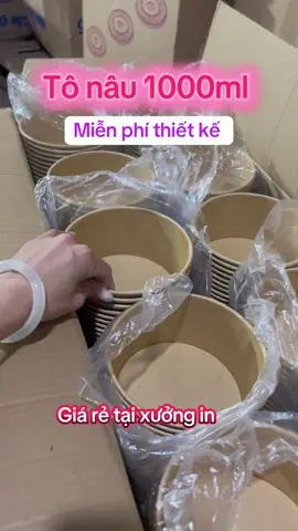 Tô nâu 1000ml. . Nhận in ấn  logo thương hiệu cho các quán ăn từ to đến nhỏ ,..#giá rẻ tại xưởng #tônau1000ml #togiaykraft #intogiare#tôgiaykraft #togiay1000ml 