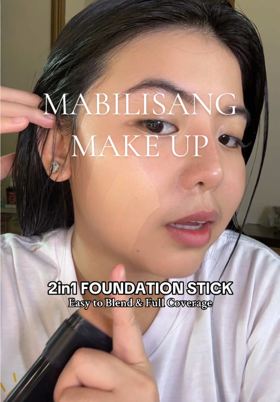 Make Up stick Foundation with Brush. Ganda nito kasi di mahirap iblend talagang fresh look! #makeup #foundationstick 