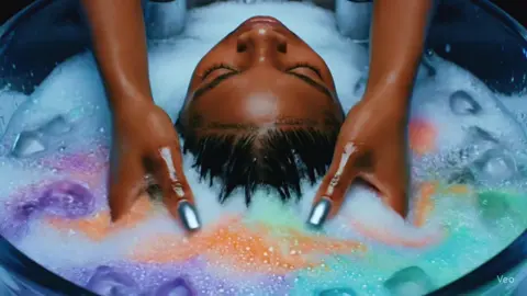 🧊 Ice Hair Wash 🧼 💦🫧🧴 #fyp #hairwash #iceasmr #suds #naturalhair 