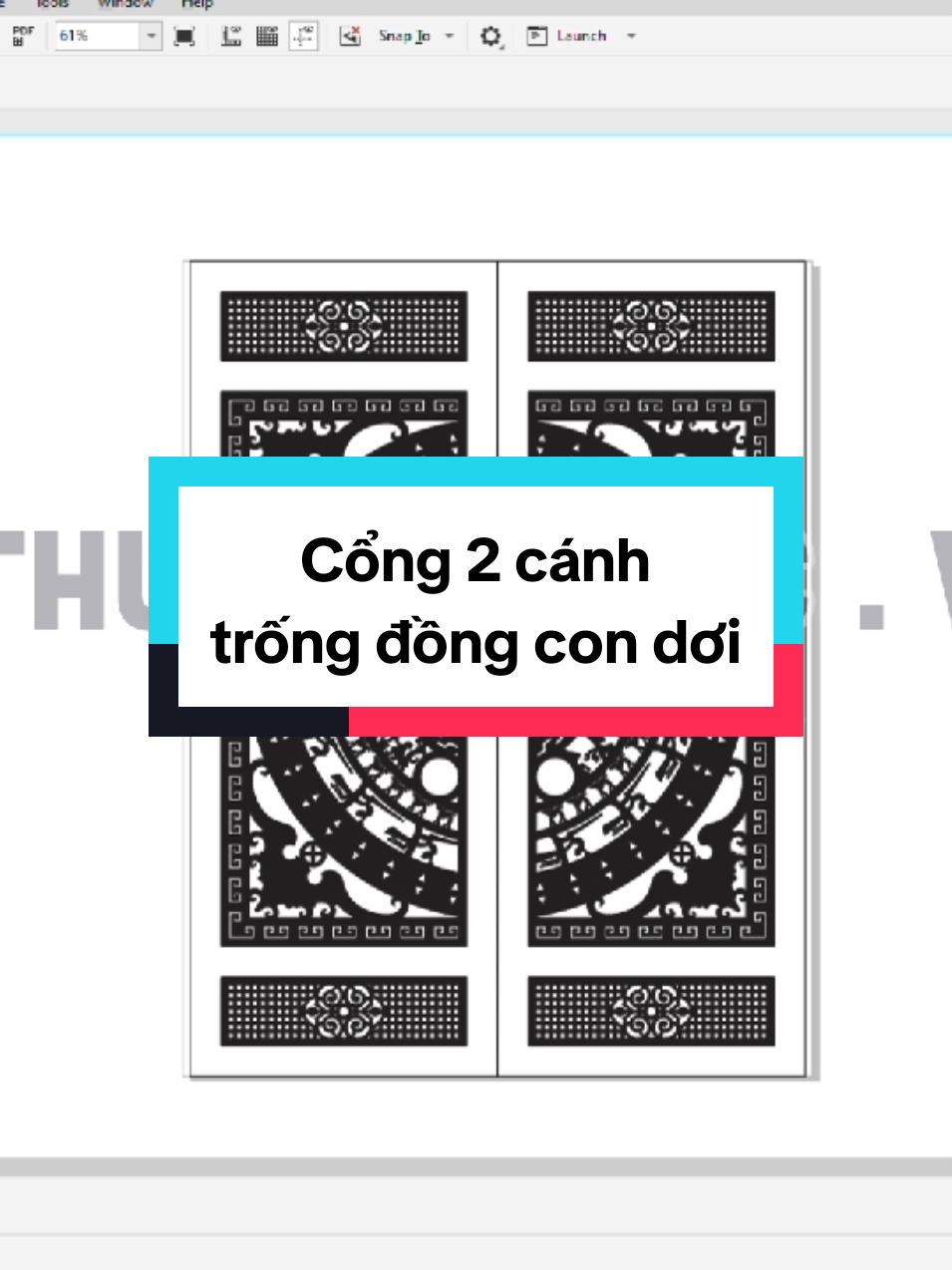 Cổng 2 cánh trống đồng con dơi #thuviencnc #congtrongdong #cong2canh #xuhuongthinhhanh 