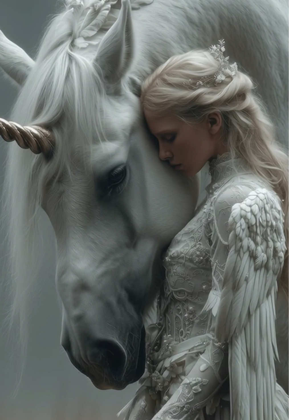 Aurora,Muriel & the Unicorn🪽🤍 #angel #archangels #aivideo #aiart #celestial