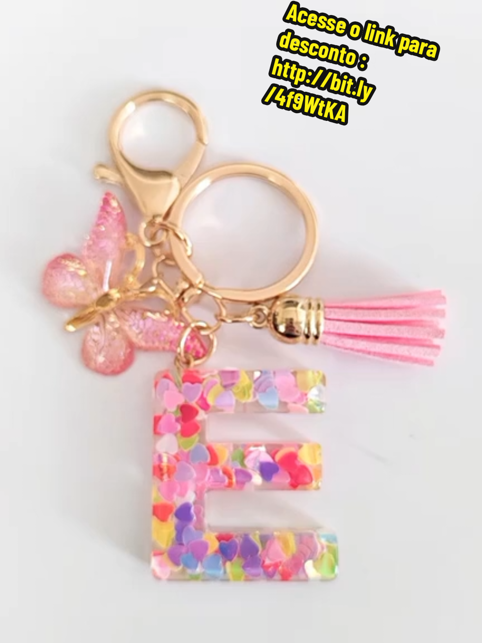 Cross-Border rosa lantejoulas Epóxi Cartão Chaveiro Pingente Com Borboleta Borla Decoração. #cheapest #chaveirospersonalizados #letras #chaves #feminino  Segue o link da promoção: http://bit.ly/4f9WtKA