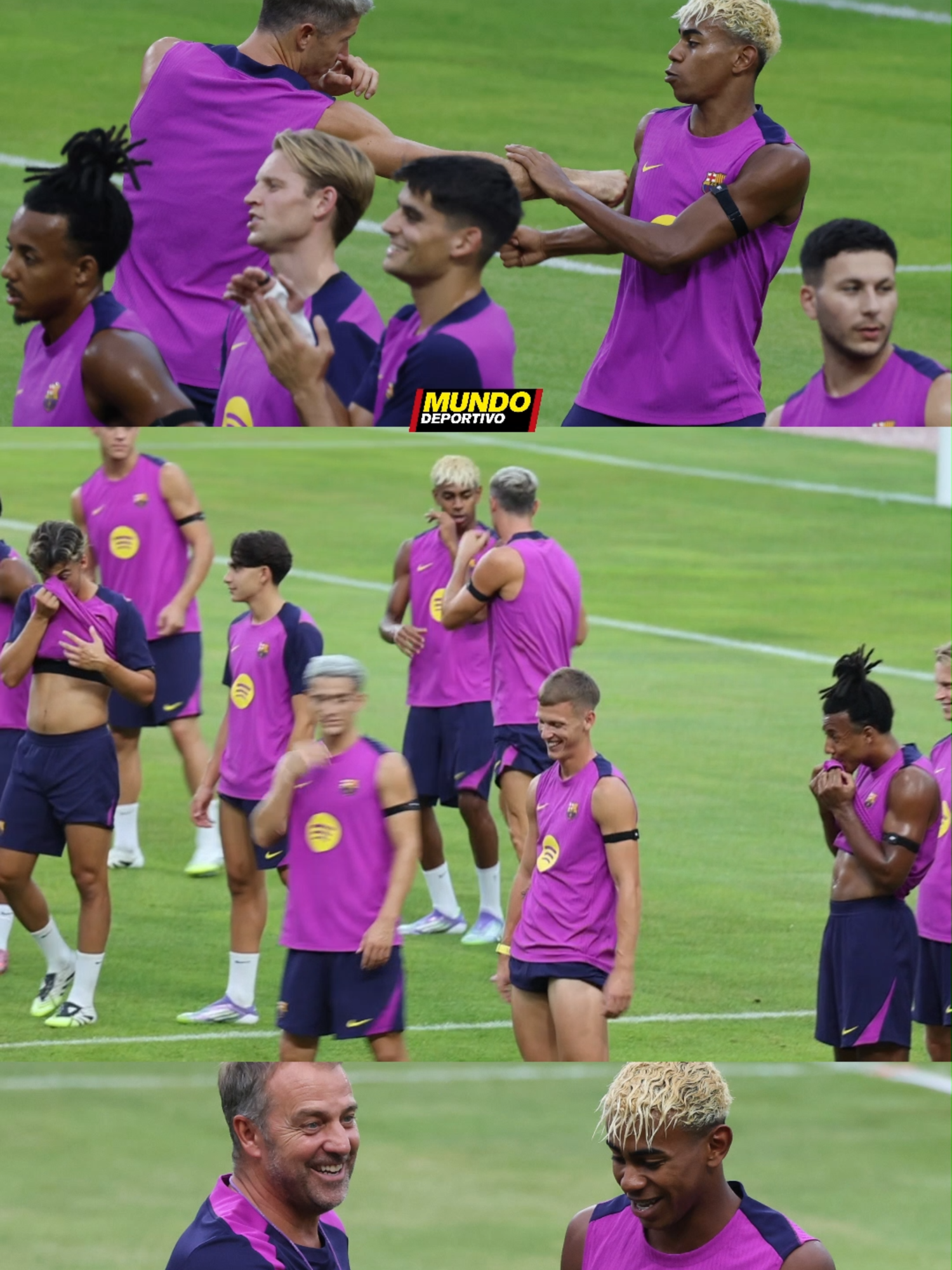 🥊 Ojo al intercambio de 'golpes' entre Lamine Yamal y Lewandowski 😄 Buen rollo en el entrenamiento del Barça en Corea del Sur #fcbarcelona #fcb #futbol⚽️ #lamineyamal