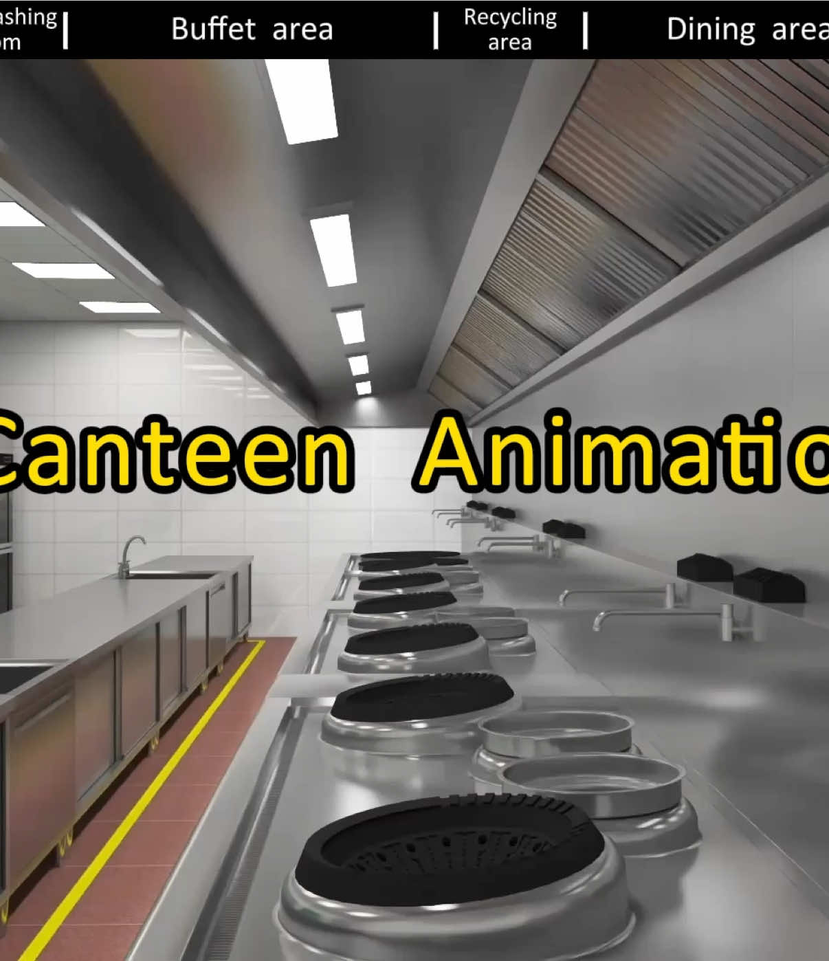 Canteen kitchen 3D rendering#kitchendesign #catering #commercialkitchen #restaurantindustry #hospitality #restaurantmanagement #hospitalityindustry #kitchenproject #staffcanteen 