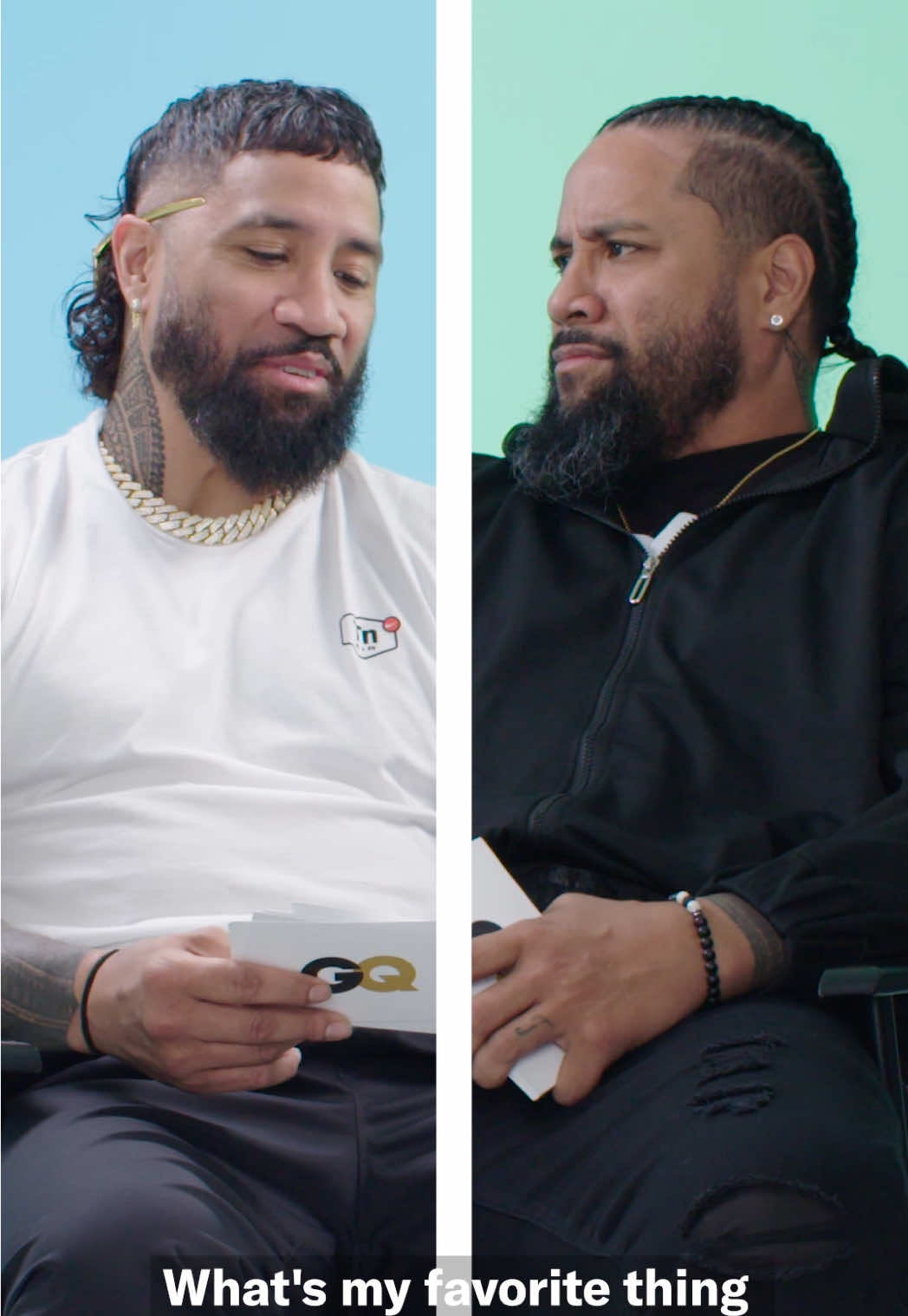 #JeyUso's favorite thing about #JimmyUso? Well—it's not that they look alike. Watch the full GQ Brothers Quiz at the link in our bio.