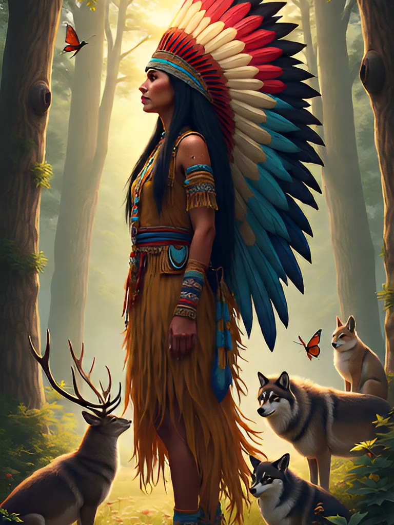 Native indian woman having a peaceful time with her friends, she is a guardian of the wild. #ai #fyp #foryoupage❤️❤️ #aianimation #aivideo #aiart #wallpaper #cinematic #aigenerated #fantasy #native #nativetiktok #nativeamerican #peaceful