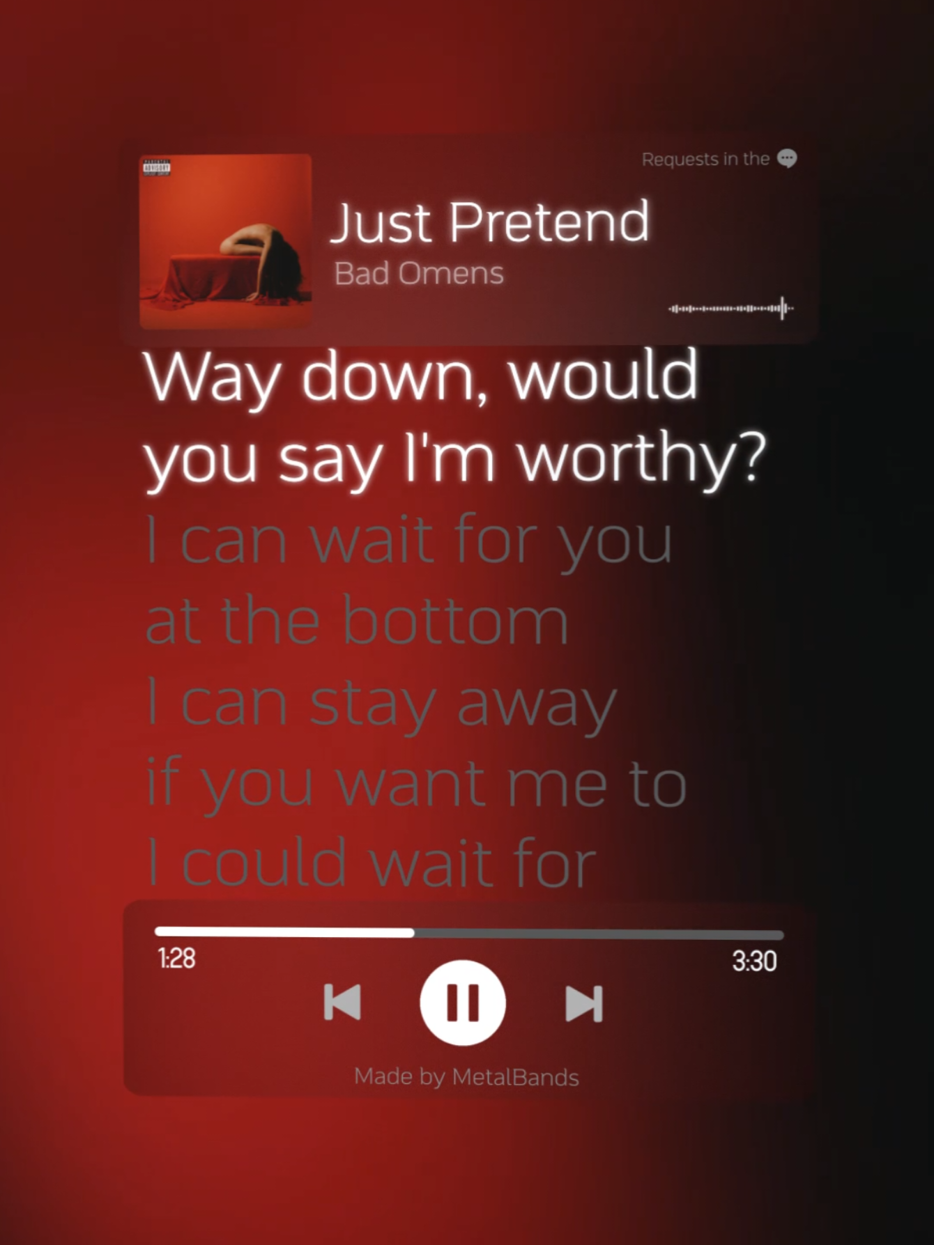 Had to do this one in the new video style! Let me know what you think! 🖤 #badomens #justpretend #metalfamily #metalmusic #lyricsedit 