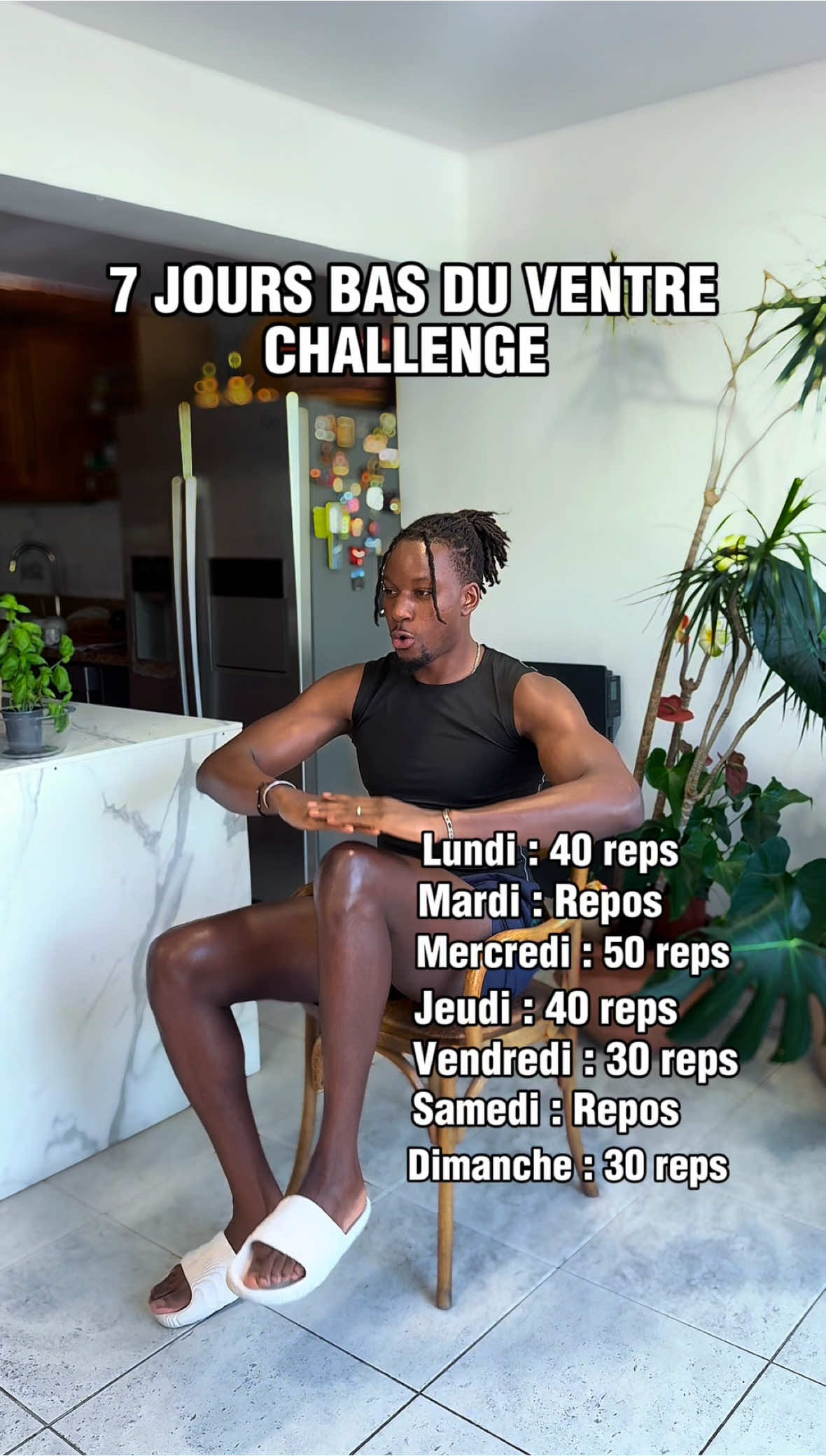 🩷 CHALLENGE VENTRE PLAT – 7 JOURS POUR BOOSTER TA ZONE BAS DU VENTRE 😱🔥 Tu veux dire bye-bye à ce petit bas du ventre qui te gêne ? 😞  Voici un défi simple, accessible, et surtout sans impact : parfait pour les débutantes et réalisable à la maison, en salle ou même au bureau ! 🫵🏾 📅 Planning de la semaine : 7 jours Lundi : 40 répétitions Mardi : Repos Mercredi : 50 répétitions Jeudi : 40 répétitions Vendredi : 30 répétitions Samedi : Repos Dimanche : 30 répétitions Pas besoin d’équipement, juste d’une chaise solide, ta motivation et ta régularité 💪🏾✨ ⚠️ Ce challenge ne remplace pas une vraie routine complète pour perdre du ventre, mais c’est une excellente porte d’entrée pour reprendre le contrôle ! Ajoute : ✔️ Une alimentation adaptée (léger déficit) ✔️ Une activité quotidienne (marche, NEAT…) ✔️ Du renforcement doux et ciblé Et tu verras des changements dès les premières semaines 🤗 📩 Tu veux aller plus loin et transformer ton corps durablement, sans pression ni régime extrême ? Envoie-moi « GO » et je t’accompagne pendant 90 jours vers une transformation solide et sans frustration ⚡️🤝 - - - - #challengefupa #ventreplatobjectif #routine7jours #perdredugras #chairworkout #abdosfemme #pertedepoids #mincirensemble #perdre10kilos #objectifventreplat #fitnessfemme #sansimpact #coachingfeminin #ventredur #menopausefitness #femmesactives #mincirsansfrustration #gymroutine #perdredupoidssainement #femmesenforme #explorefitness 