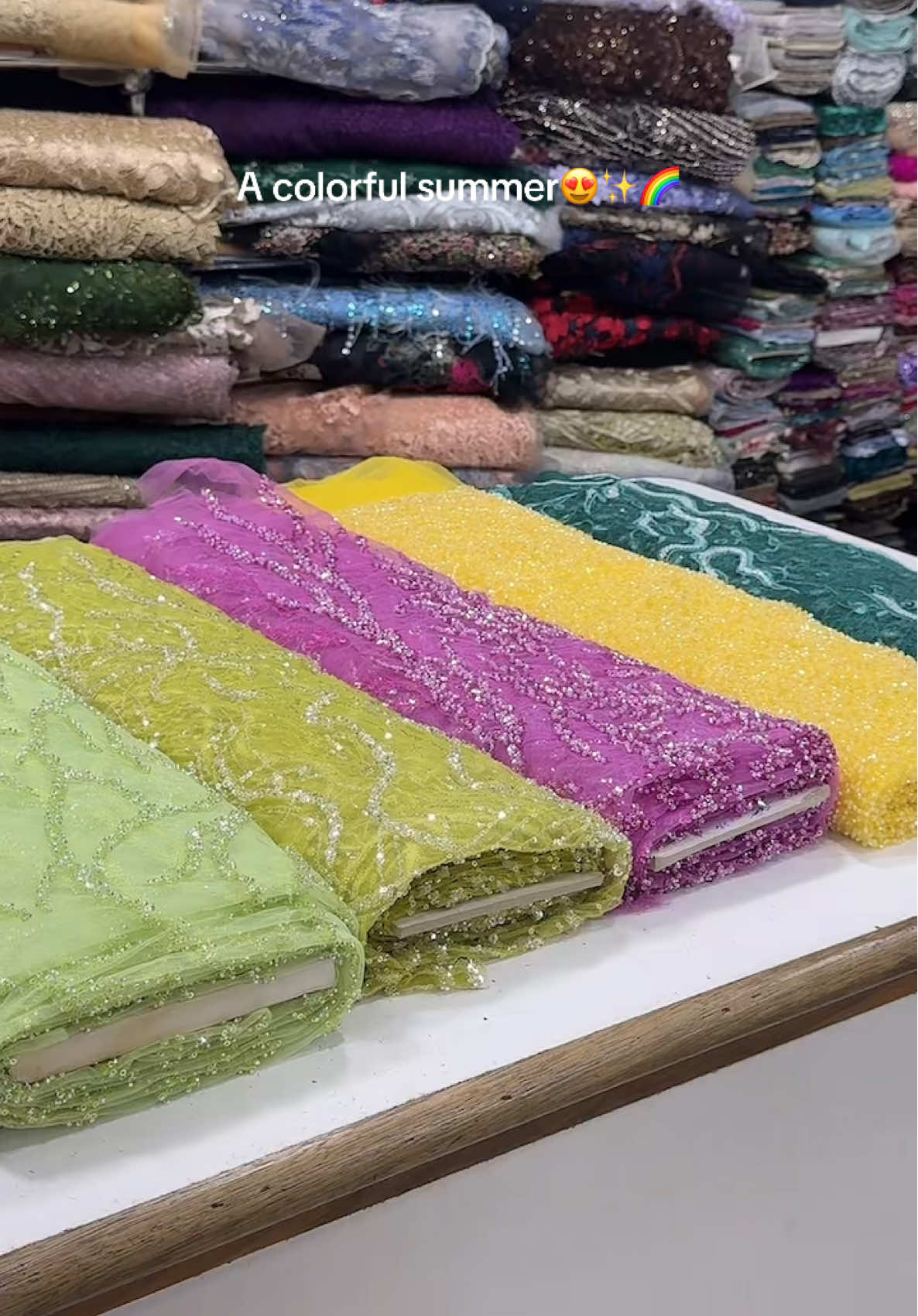 A colorful summer at Renel✨🌈 You can find any color and fabric at out store. DM or Whatsapp us for more details #Renelfabric#lebanon#summer2025#design#fabriclebanon#colorful#luxuryfabric