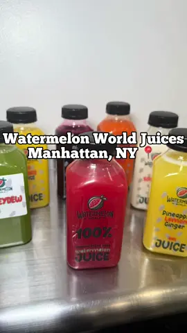 @Watermelon World 🍉 is home of the natural blend juices, no extra additives everything is straight from the fruit! They have plenty of drinks to choose from and each beverage here has benefits for your health! My favorite was surely the pineapple lemon ginger and soursop (made with sugarcane)! They also have honeydew, carrot juice, and orange I enjoyed each and everyone #delicious #yum #tiktokfoodie #nycfoodie #naturaljuice #orangejuice #honeydew #soursop #beetjuice #greenapple #watermelon #delicious #carrotjuice #satisfying