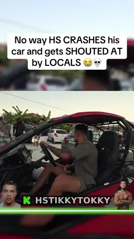 No way HS CRASHES his car and gets SHOUTED AT by LOCALS 😭💀 #hstikkytokky #edmatthews #ukcomedy #ukhumour #kick 