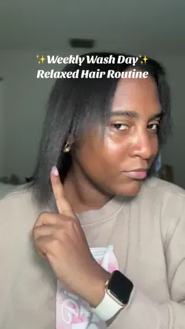 Weekly wash day routine for my relaxed hair✨ ————— Products used:  @Olaplex No. 3,4,5,6,7,8 @Creme of Nature leave in conditioner  @chihaircare heat protectant  @babyliss 5 in 1 hair styler  @FHI HEAT Unbrush —————  #relaxedhair #relaxedhairjourney #haircare #athomeblowout #blackhairtiktok #hairgrowthjourney #finehair #babylisspro #olaplex #olaplexroutine #creatorsearchinsights 